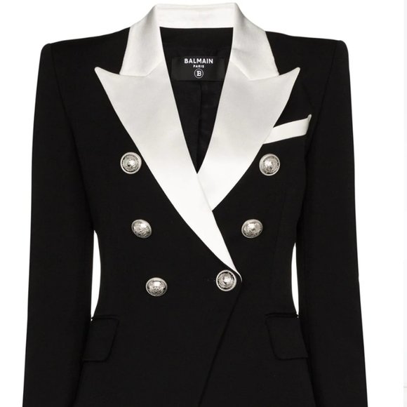 balmain black and white blazer Hi Tech Services